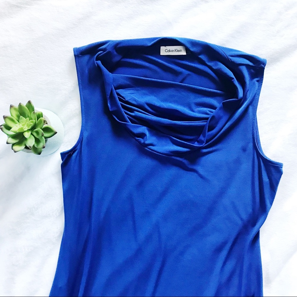 Calvin Klein Cobalt Blue Cowl-Neck Dress size 10